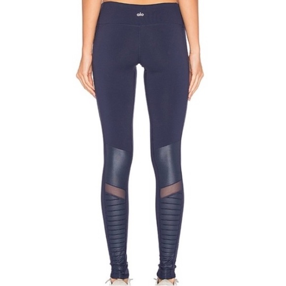 ALO Yoga Moto Leggings, Navy, Size Small - Picture 3 of 12